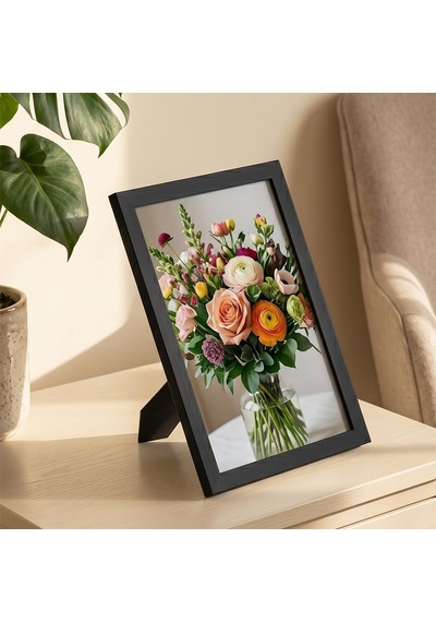 4412 Siyah Ahşap Modern Dekoratif Cam Fotoğraf Çerçevesi Masa Duvar Fotoğraf Çerçevesi 21x29,7cm