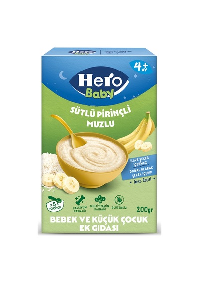 Hero Baby Sütlü Muzlu Pirinçli Ek Besin 200 G - 5 Adet Tarı
