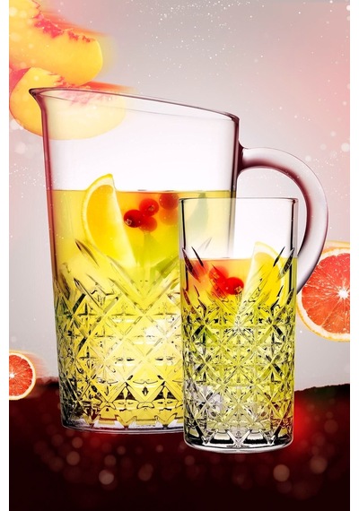 5 Parça Tımeless Sangria / Mojito Kokteyl Keyfi Seti - 4 Uzun Kokteyl Bardağı + Karaf/sürahi
