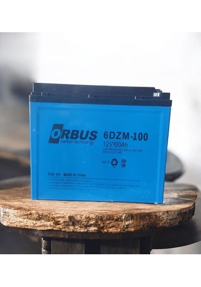 Orbus 12v 100amper 100ah 3 Tekerlekli Elekrikli Araçlar İçin Jel Akü - Ebatlar: 224x150x178mm