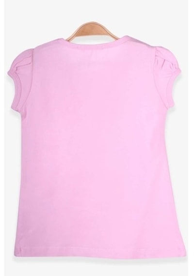 Breeze Kız Çocuk Tişört Güpürlü Pudra (4-8 Yaş)