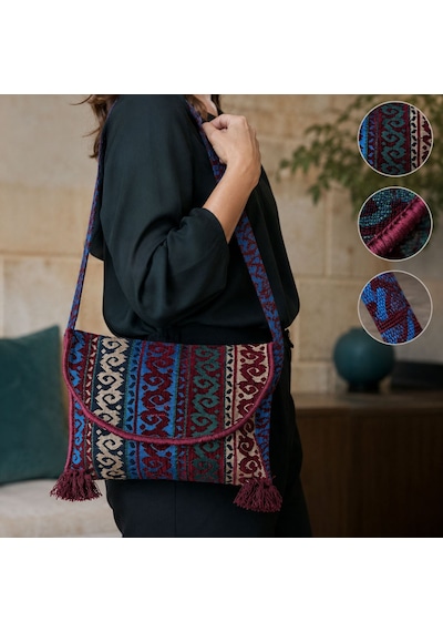 Bk Gift El Yapımı Otantik Türk Kilim Omuz Çantası -10, Günlük, Kitap, Tablet, Plaj Ve Seyahat Çantası Çok Renkli