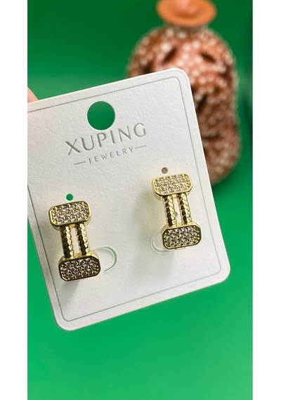 Xuping 14 Ayar Renginde Halka Model Zirkon Taşlı Şık Tasarım Kadın Küpe Altın