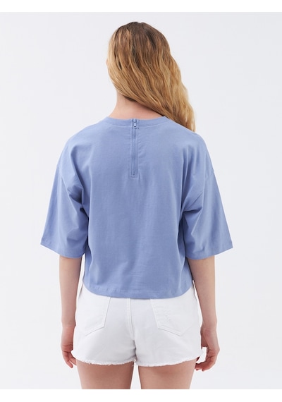 Long Crop Kadın Tshirt K.kol Açık Mavi