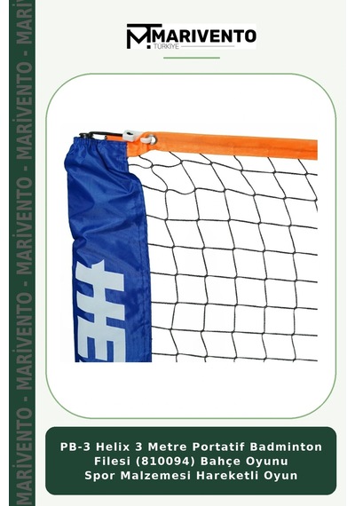 Pb-3 Helix 3 Metre Portatif Badminton Filesi 810094 Bahçe Oyunu Spor Malzemesi Hareketli Oyun