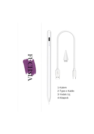 Apple Uyumlu iPad  11 Nesil A16 2025 M3 Avuçiçi Red Ve Eğim Özellikli Manyetik Yapışan Dokunmatik Kalem