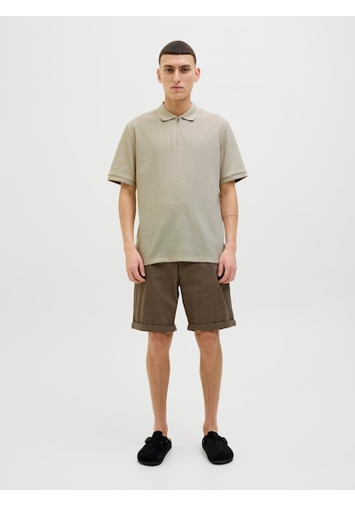 Jack & Jones Jjeaustın Zıp Polo Ss Noos Moonbeam Moonbeam Çok Renkli
