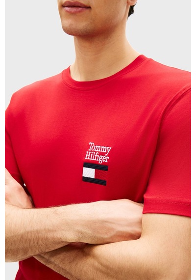 Tommy Hilfiger Erkek T Shirt Mw0mw42367 Xld Kırmızı Kirmizi