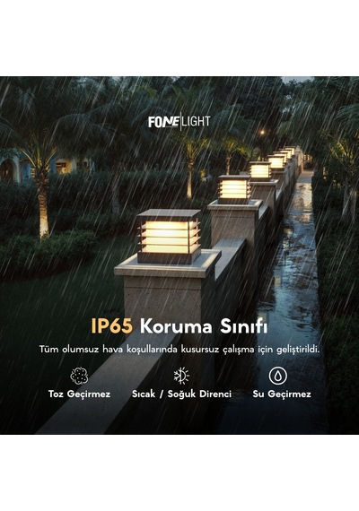 FoneLight Postila 18 cm LED Set Üstü Bahçe Aydınlatma Armatürü Antrasit Alüminyum IP65 Bahçe Duvar Aydınlatması