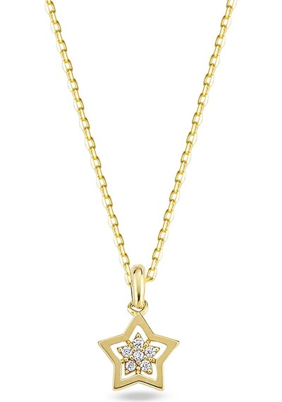Goldkupe 14 Ayar Altın Taşlı Yıldız Kolye 1.68 Gr-5493