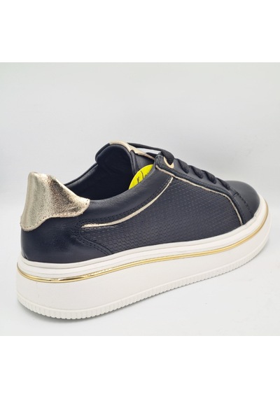 Mammamia D26ya-3890 Siyah Altın Hakiki Deri Kadın Günlük Casual Sneaker Atakkabı Siyah