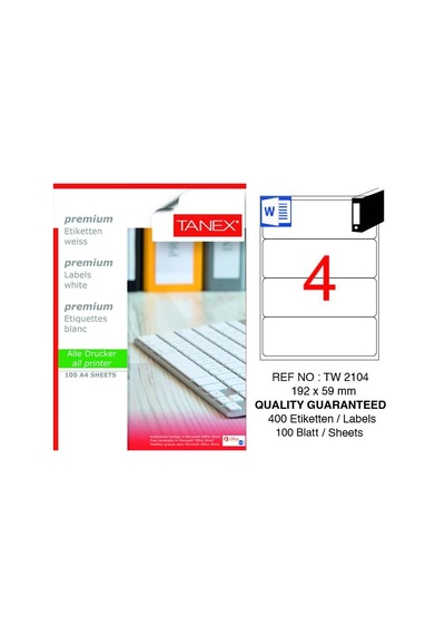 Tanex Tw-2104 192x59mm 100 Lü Lazer Etiketi