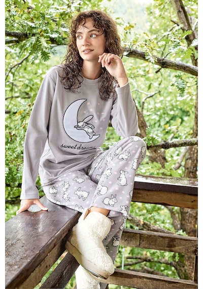 Aydoğan Polar Pijama Takımı Açık Gri
