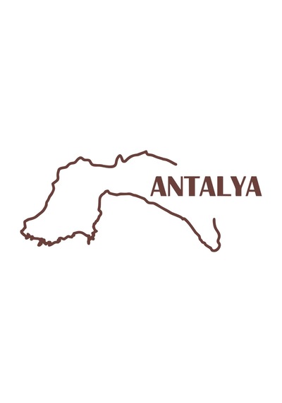 Antalya Harita Araba Sticker 17x17 Cm Kahverengi