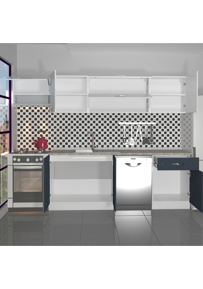 Decoraktiv Elite 280y Mdf Hazır Mutfak Dolabı - Tezgah Dahil - Antrasit - Beyaz Decoraktiv Elite 280y Mdf Hazır Mutfak Dolabı - Tezgah Dahil - Antrasit - Beyaz