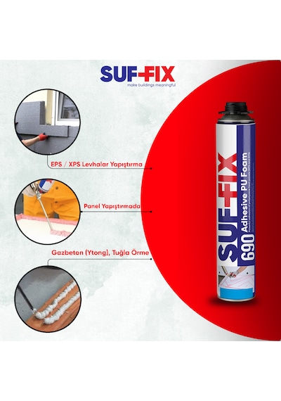 Suf-fix 690 Pu Yapıştırıcı Köpük 750ml Mantolama Eps Xps Levha Montaj Köpüğü 750 Ml