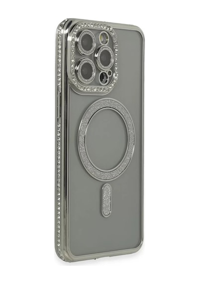 Newface Apple iPhone Uyumlu 15 Pro Kılıf Joke Simli Magneticsafe Kılıf - Gri Diğer