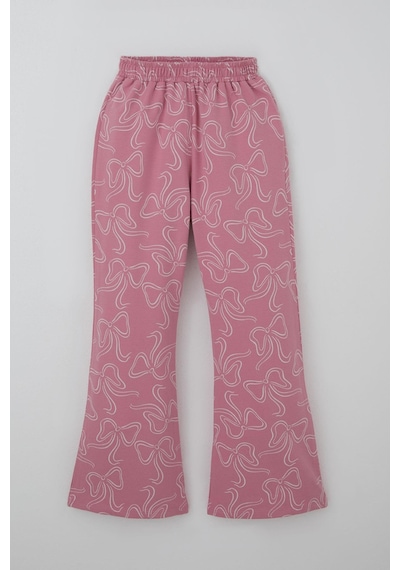 Breeze Kız Çocuk Eşofman Takımı Kurdele Desenli Bel Kısmı Lastikli 9-14 Yaş, Pembe Pembe