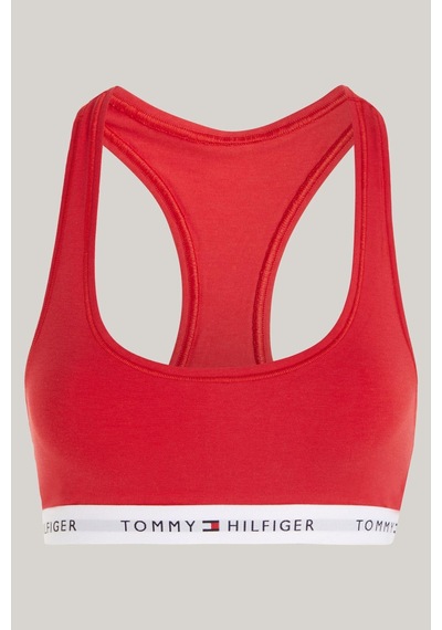 Tommy Hilfiger Kadın Marka Logolu Beyaz Elastik Bantlı Kırmızı Spor Sütyeni Uw0uw03820-xlg-7047 Kırmızı