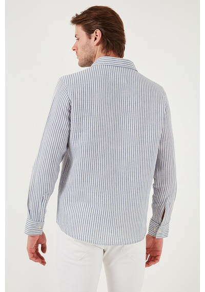 Buratti Çizgili Regular Fit Pamuklu Uzun Kollu Erkek Gömlek Cf25S129721 Saks