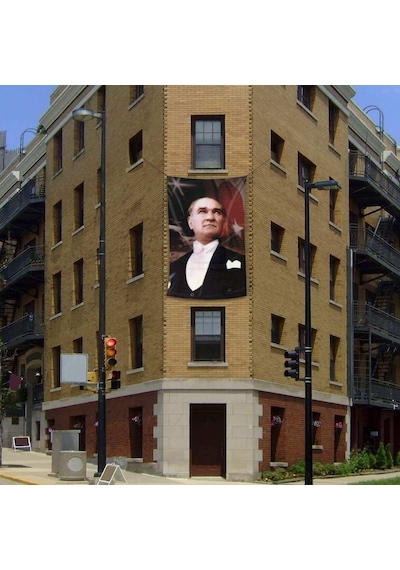Ay-yıldız Sivil Mustafa Kemal Atatürk Poster Dış Cephe Bayrak -200x300cm -2x3 Metre 1