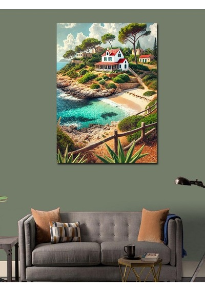 Kanvas Tablo Sahil Kenarında Evler 50cmx70cm