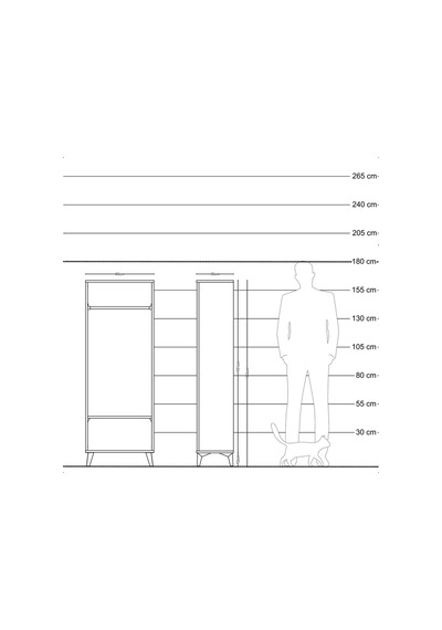 Arges Dolap Tek Raflı Kapaklı Tek Askılı 60x30x163 Antrasit-çam Antrasit