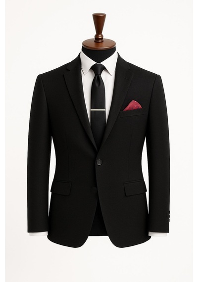 Classics Men Erkek İtalyan Kesim Tek Düğmeli Blazer Ceket Klasik Ve Modern Şıklık Siyah