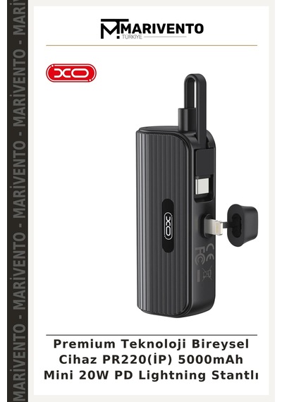 Premium Teknoloji Bireysel Cihaz Pr220 İp 5000mah Mini 20w Pd Lightning Stantlı Çok Renkli