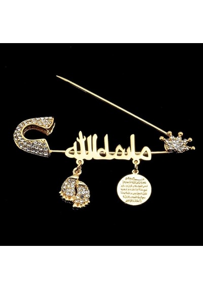 Sahiaksesuar Arapça Maşallah Yazılı Bebek Yaka Iğnesi 34