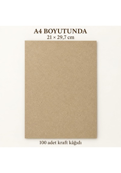 A4 Kraft Kağıdı, 100 Adet, 21 X 29,7 Cm, Kahverengi, Hobi, El İşi, Çizim Ve Hediye Notları İçin