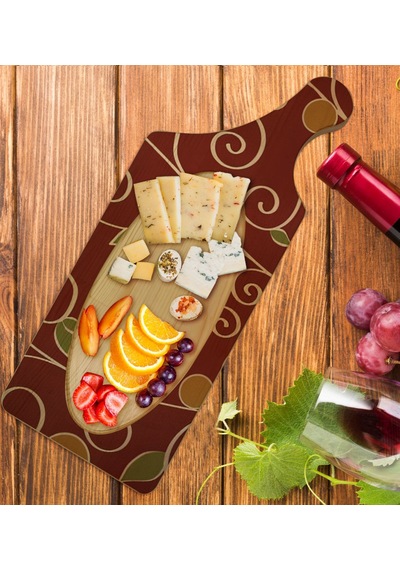 Bk Gift Retro Motif Tasarımlı Dikdörtgen Şeklinde Doğal Ahşap Servis Ve Sunum Tabağı Model 1