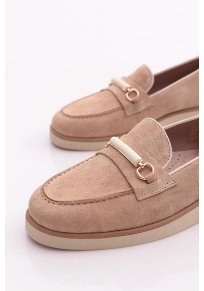 Dgn 410 Kadin Loafer Ayakkabi Bej Süet