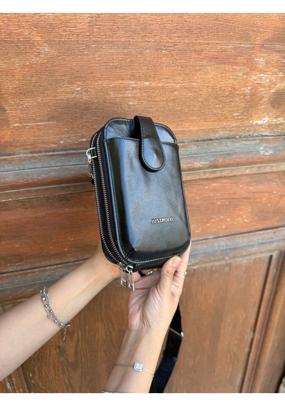Just Polo Kadın Yeni Sezon Çapraz Askılı Cüzdan Bölmeli Çok Gözlü Lüks Vücut Çantası Ebat : 14 X 20 Cm Siyah 17868874