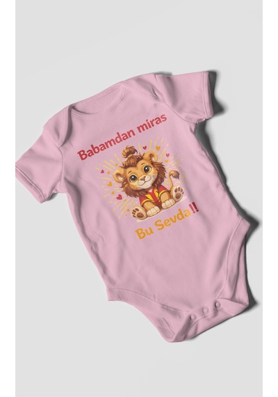Morivokids Babadan Miras Bu Sevda Kısa Kollu Bebek Body Koyu Pembe