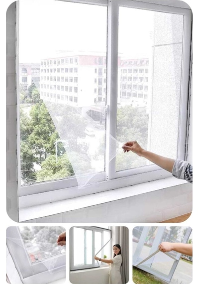 Sineklik Kendinden Yapışkanlı 100x150 Cm Ölçülü Pencere Sineklik 5 Metre Bant Hediyeli Gore
