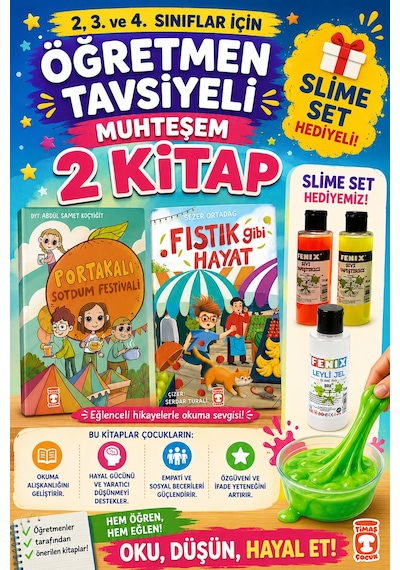 Timaş 2,3. Ve 4.sınıflar İçin Portakalı Soydum Festivali-fıstık Gibi Hayat Slime Set Hediyeli