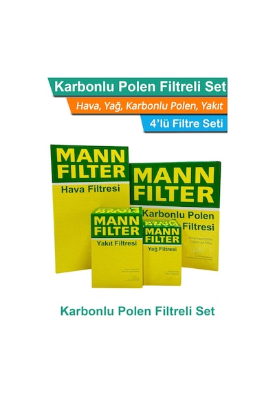Citroen C3 1.6 Hdı Dizel Mann Filtre Bakım Seti 2005-2009 Hava+yağ+yakıt+karbonlu Polen