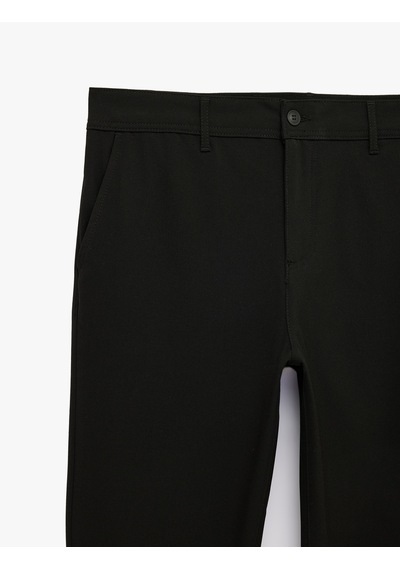 Koton Viskon Karışımlı Cepli Slim Fit Kumaş Pantolon Siyah 6sam40079hw