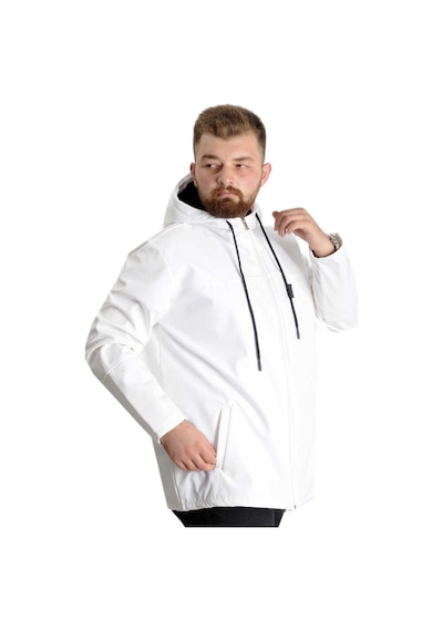 Mode Xl Büyük Beden Softshell Waterproff Kapüşonlu Mont 21235 Beyaz 001