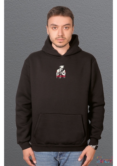 Bumeta Naruto Kakashi Red Anime Sweatshirt Unisex Kapüşonlu Hoodie Siyah