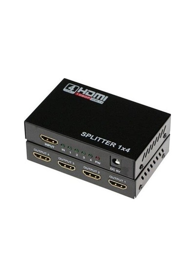 Px-5004 4 Port Hdmı Splitter, 1 Giriş 4 Çıkış Adaptörlü Hdmı Çoklayıcı, 1080p 2k 4k Fhd 3d Görüntü Dağıt
