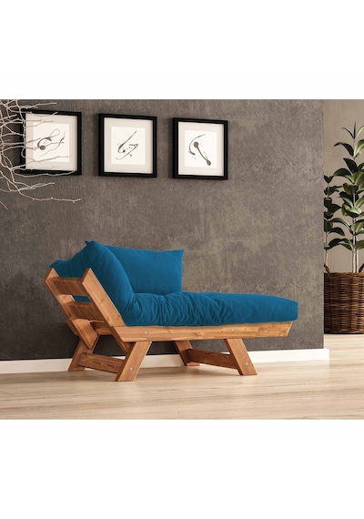 Woodesk Adalar Masif Tik-mavi Renk Berjer Cpt8156-140 Mavi