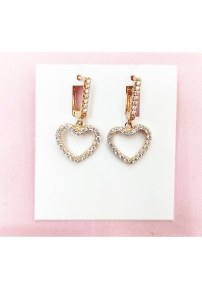 Oriental Kuyumculuk Jewellery Rose Gümüş Kalp Küpe Rose