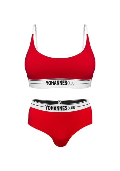 Yohannes Club, Kadın Pamuklu İç Çamaşırı Takımı, Renk Seçenekli, Bralet-kemerli Hipster Külot Kırmızı