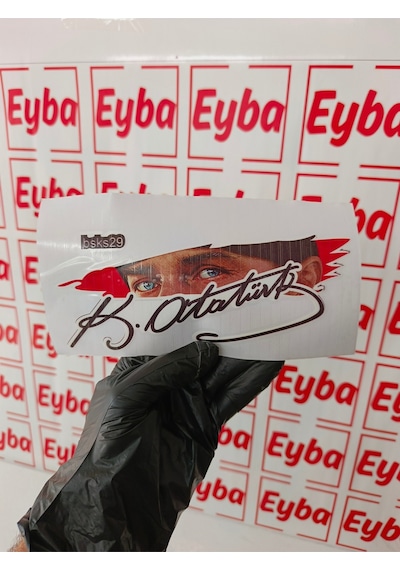 Mustafa Kemal Atatürk 20x8 Cm Araba Karavan Renkli Baskı Baskes Sticker Bsks29
