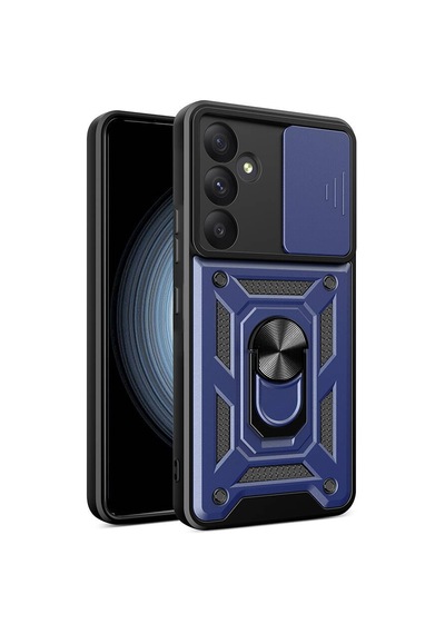 Zore Galaxy A55 Kılıf Magnetik Standlı Kamera Korumalı Ogaa Sürgülü Vega Kapak - Siyah