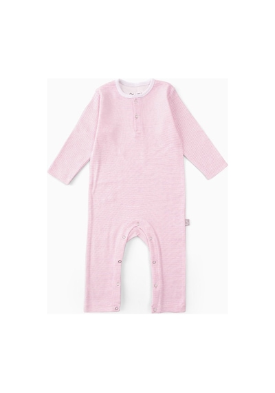 Boumini Bebek Uzun Kollu Çıtçıtlı Tulum Pembe Çizgili-çizgili Pembe