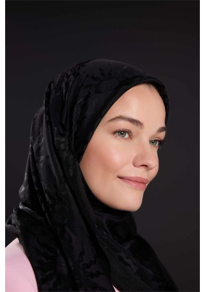 Imannoor İmannoor Güneş Doğarken Siyah Shiny Jakar Şal 70x200 251-3028-100 Siyah