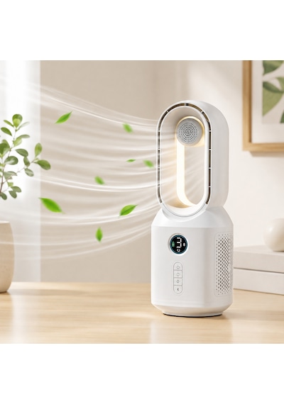 Hepu Hp-f29 Sessiz Pervanesiz 360 Döner Usb Şarjlı Masaüstü Fan Bluetooth Hoparlörlü, Gece Lambalı, 3'ü 1 Arada Akıllı Tasarım